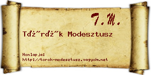 Török Modesztusz névjegykártya